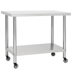 Table de travail de cuisine avec roues 100x45x85 cm Inox