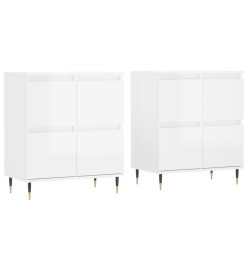 Buffets 2 pcs blanc brillant bois d'ingénierie