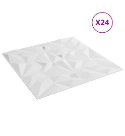 Panneaux muraux 24 pcs blanc 50x50 cm EPS 6 m² améthyste