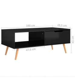 Table basse Noir brillant 100x49,5x43 cm Aggloméré