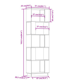 Bibliothèque/Séparateur de pièce Noir 51x25x163,5 cm Pin solide