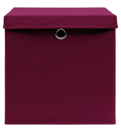 Boîtes de rangement 4 pcs Rouge foncé 32x32x32 cm Tissu