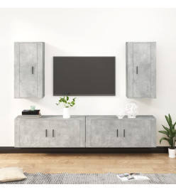 Ensemble de meubles TV 4 pcs Gris béton Bois d'ingénierie