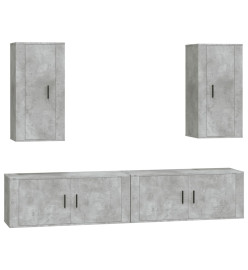 Ensemble de meubles TV 4 pcs Gris béton Bois d'ingénierie