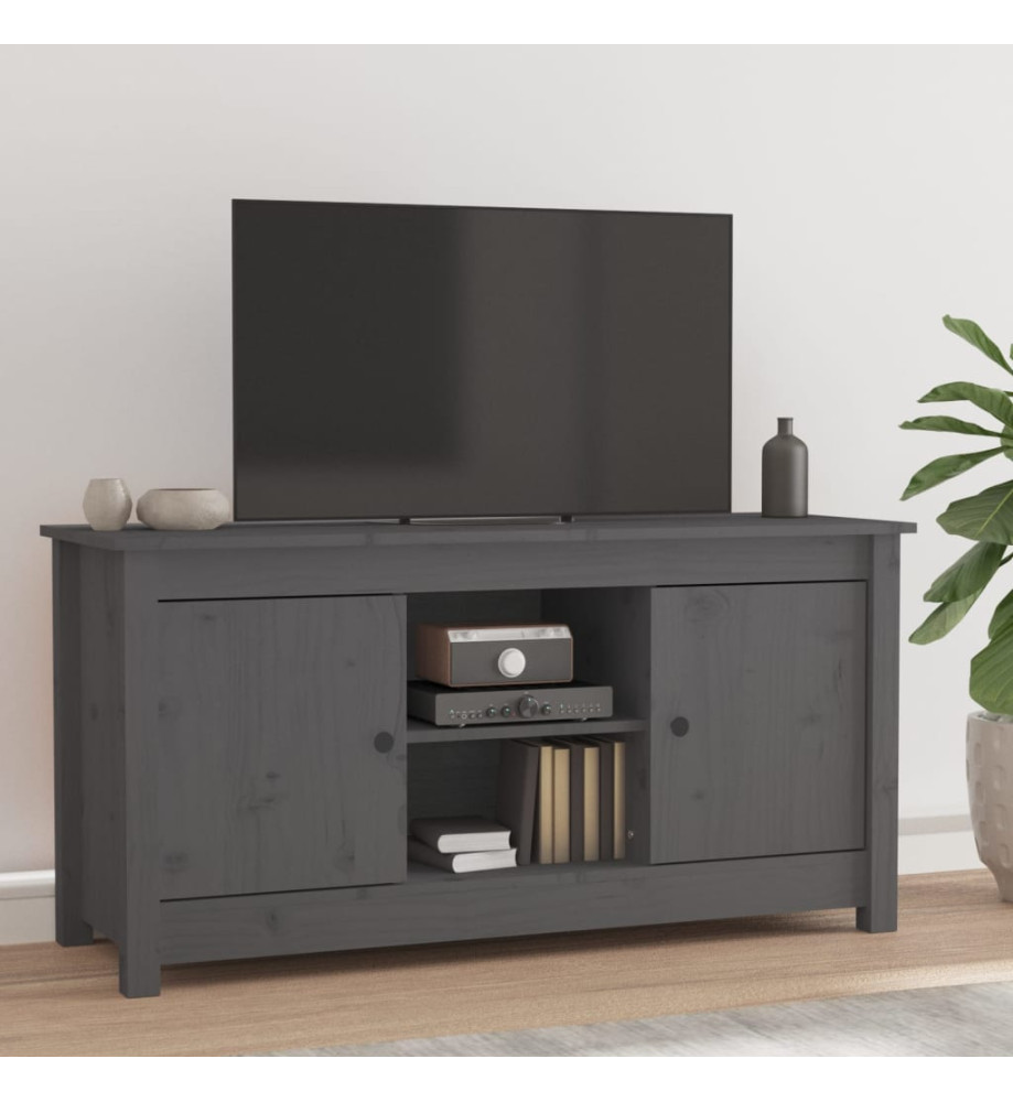 Meuble TV Gris 103x36,5x52 cm Bois de pin massif