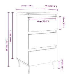 Table de chevet blanc 40x35x69 cm bois d’ingénierie