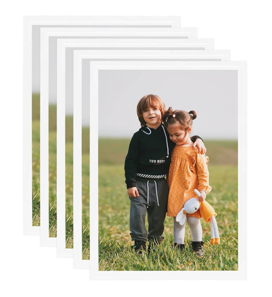 Collages de cadres photo 5 pcs au mur table Blanc 59,4x84cm MDF