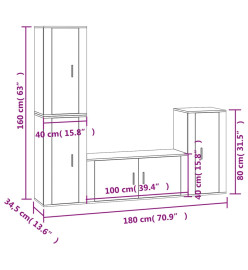 Ensemble de meubles TV 4 pcs Chêne marron Bois d'ingénierie