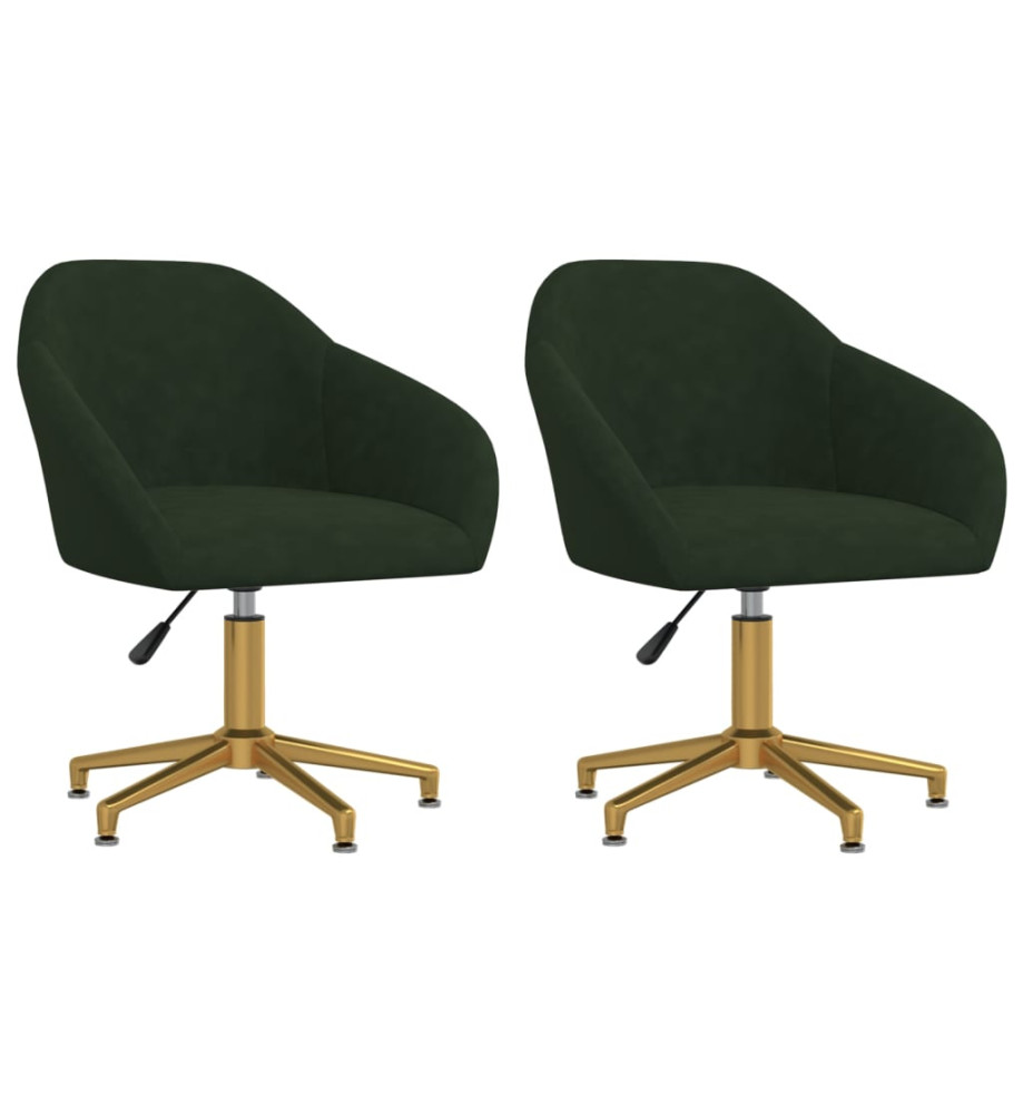 Chaises pivotantes à manger lot de 2 vert foncé velours