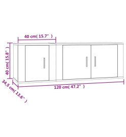 Ensemble de meubles TV 2 pcs gris béton bois d'ingénierie