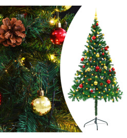 Arbre de Noël artificiel avec boules et LED Vert 180 cm