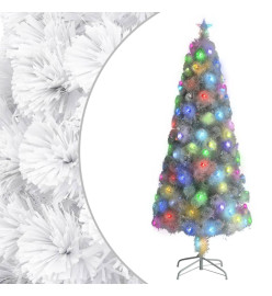 Sapin de Noël artificiel avec LED Blanc 210 cm Fibre optique