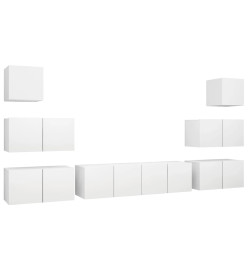 Ensemble de meuble TV 8 pcs Blanc Aggloméré