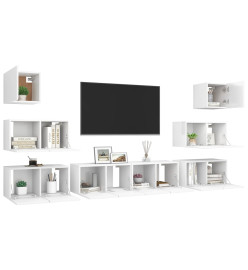 Ensemble de meuble TV 8 pcs Blanc Aggloméré