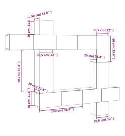 Ensemble de meubles TV 9 pcs Gris béton Bois d'ingénierie