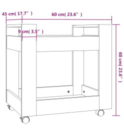 Chariot de bureau Chêne marron 60x45x60 cm Bois d'ingénierie