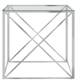 Table basse Argenté 55x55x55 cm Acier inoxydable et verre