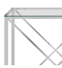 Table basse Argenté 55x55x55 cm Acier inoxydable et verre