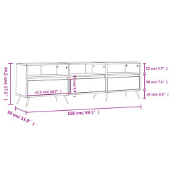 Meuble TV chêne sonoma 150x30x44,5 cm bois d'ingénierie