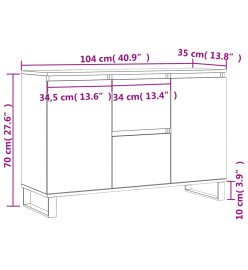 Buffet chêne fumé 104x35x70 cm bois d'ingénierie