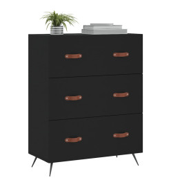 Commode noir 69,5 x 34 x 90 cm bois d'ingénierie