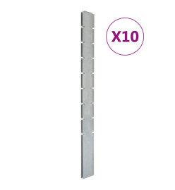 Poteaux de clôture 10 pcs argenté 220 cm acier galvanisé