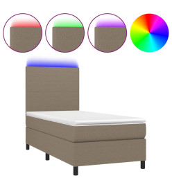 Sommier tapissier avec matelas et LED Taupe 90x190 cm Tissu