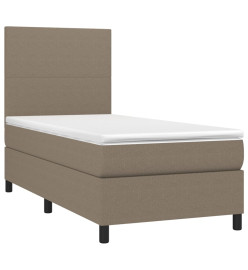 Sommier tapissier avec matelas et LED Taupe 90x190 cm Tissu