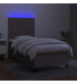 Sommier tapissier avec matelas et LED Taupe 90x190 cm Tissu