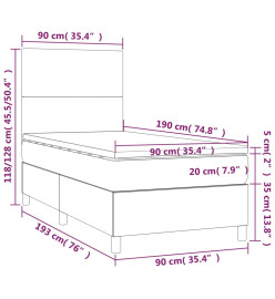 Sommier tapissier avec matelas et LED Taupe 90x190 cm Tissu