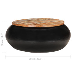 Table basse Noir 68x68x30 cm Bois de récupération solide