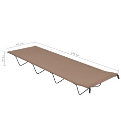 Lit de camping 180x60x19 cm Tissu Oxford et acier Taupe