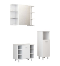 Ensemble de meubles de bain 3 pcs Blanc brillant Aggloméré