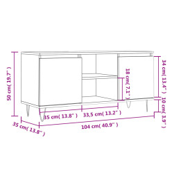 Meuble TV gris béton 104x35x50 cm bois d'ingénierie