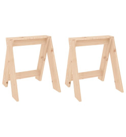 Tabourets lot de 2 40x40x45 cm bois massif de pin