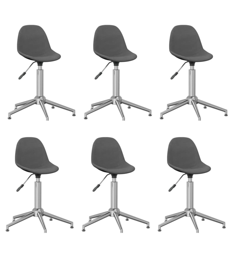 Chaises pivotantes à manger lot de 6 Gris foncé Tissu