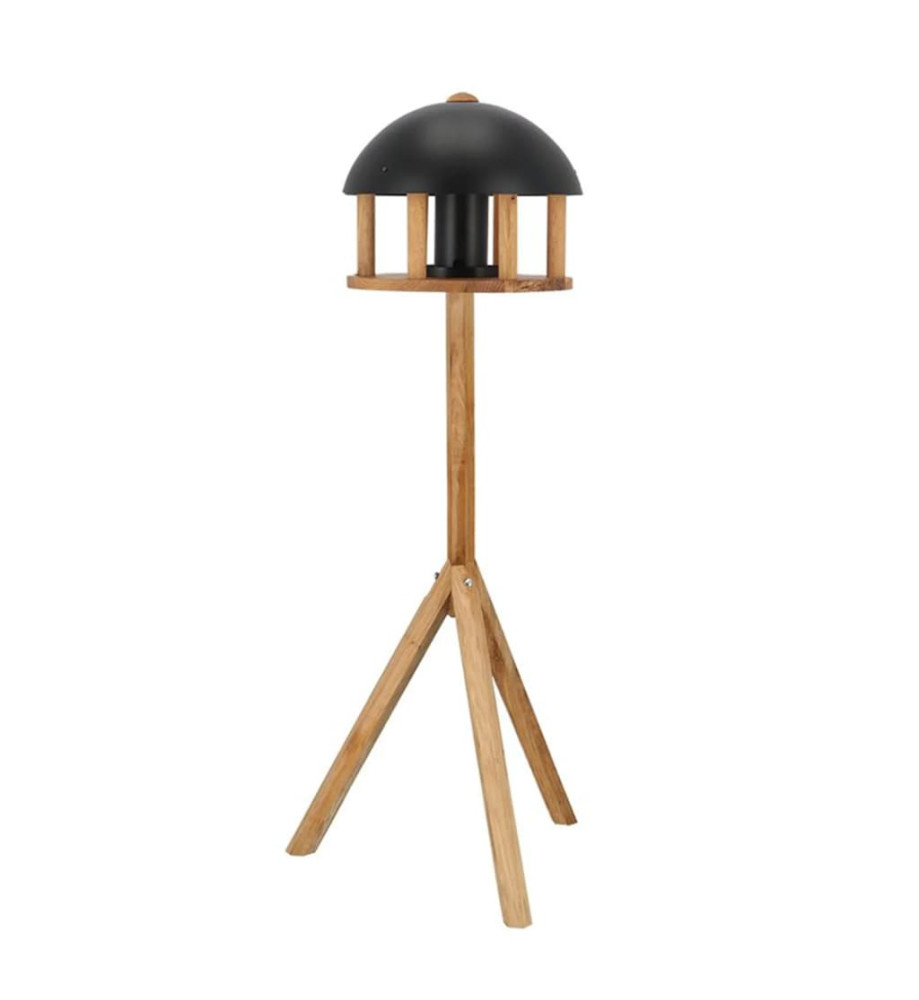 Esschert Design Mangeoire à oiseaux avec silo et toit rond Noir