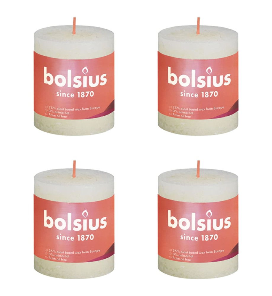 Bolsius Bougies pilier rustiques Shine 4 pcs 80x68 mm Perle douce