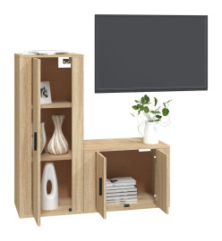 Ensemble de meubles TV 2 pcs chêne sonoma bois d'ingénierie