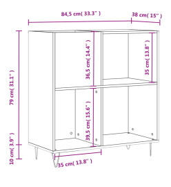 Armoire à disques noir 84,5x38x89 cm bois d'ingénierie