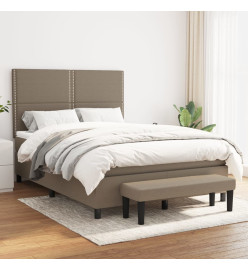 Lit à sommier tapissier avec matelas Taupe 140x200 cm Tissu