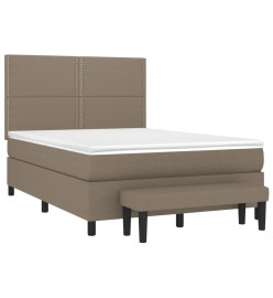 Lit à sommier tapissier avec matelas Taupe 140x200 cm Tissu