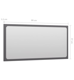 Miroir de salle de bain Gris brillant 80x1,5x37 cm Aggloméré