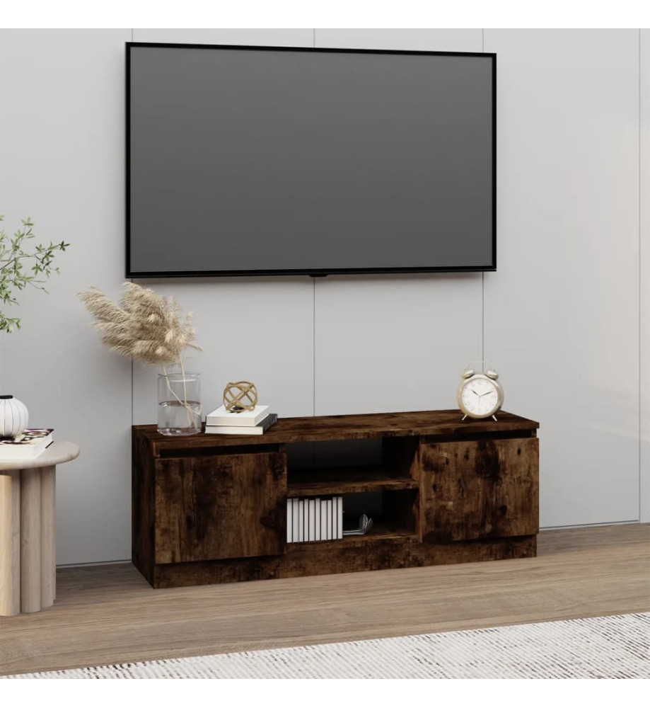 Meuble TV avec porte Chêne fumé 102x30x36 cm