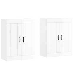 Armoires murales 2 pcs blanc brillant bois d'ingénierie