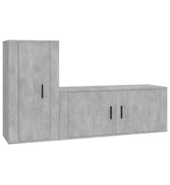 Ensemble de meubles TV 2 pcs gris béton bois d'ingénierie