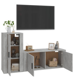 Ensemble de meubles TV 2 pcs gris béton bois d'ingénierie