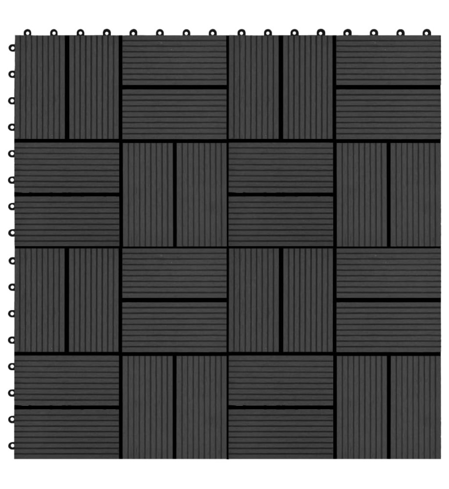 Carreau de terrasse 11 pcs WPC 30 x 30 cm 1 m² Noir