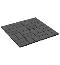 Carreau de terrasse 11 pcs WPC 30 x 30 cm 1 m² Noir