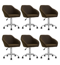 Chaises pivotantes à manger lot de 6 marron foncé tissu